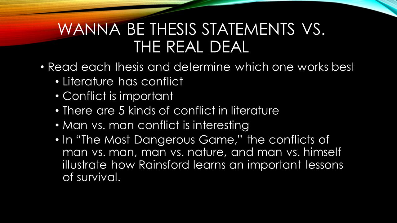 Conflict thesis statement for essay