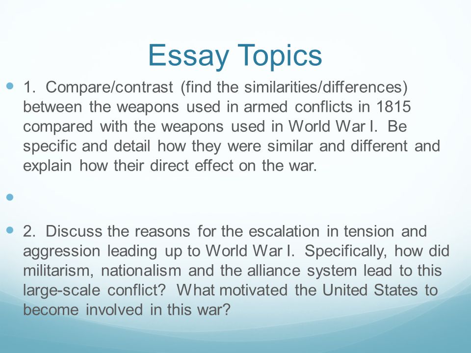 Thesis statement for compare and contrast wwi
