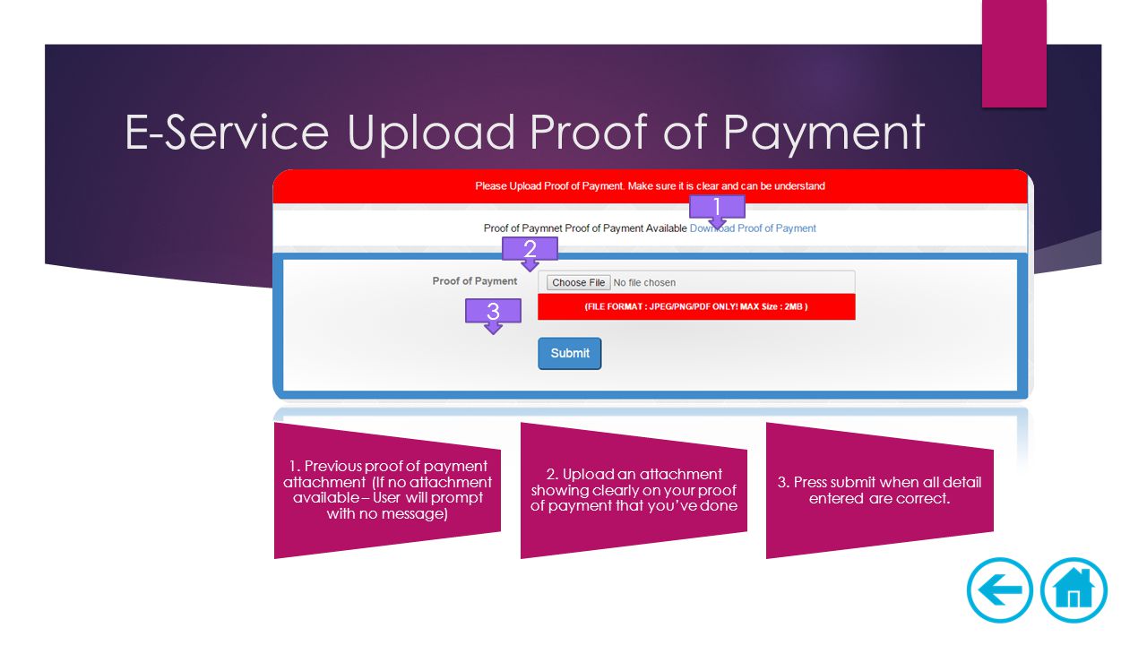 E-Service Upload Proof of Payment