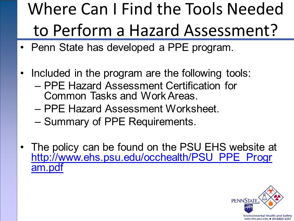 Where Can I Find the Tools Needed to Perform a Hazard Assessment.