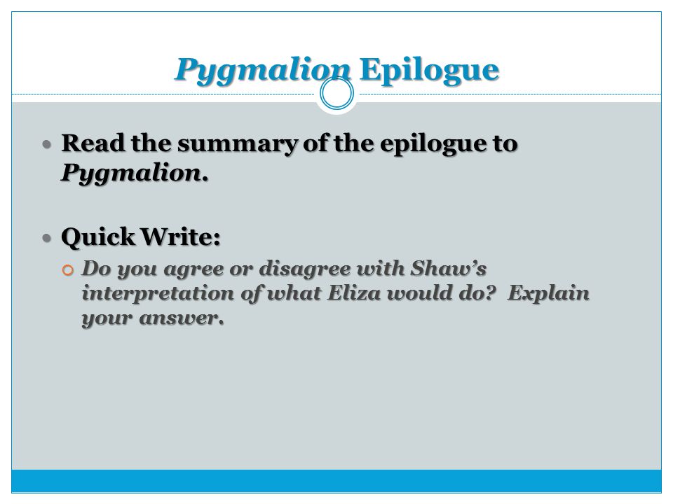 Pygmalion Essay Questions