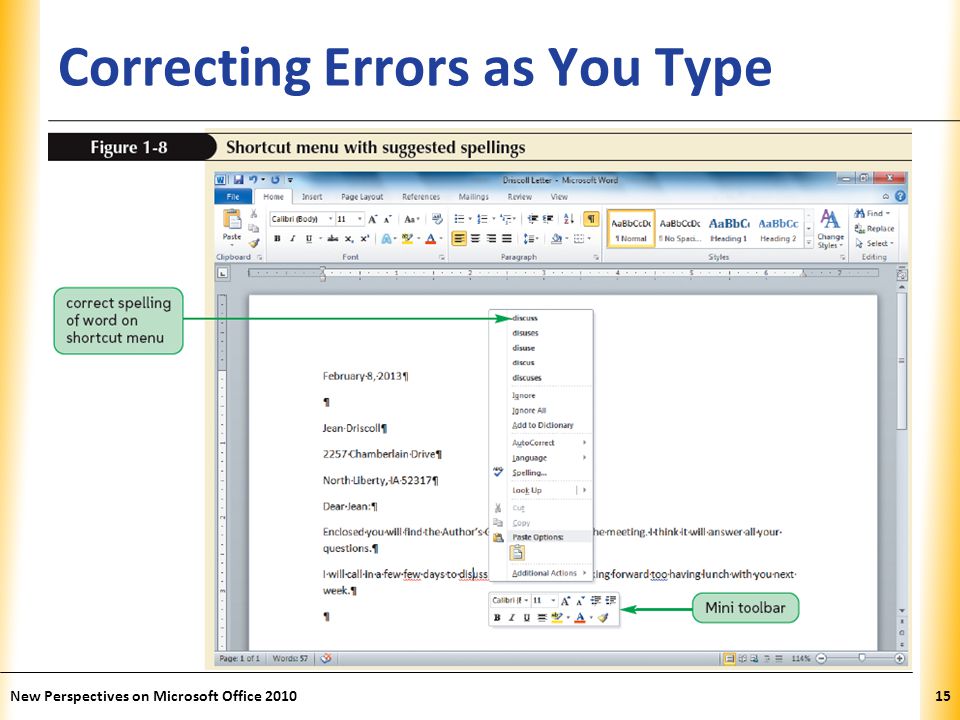 XP Correcting Errors as You Type New Perspectives on Microsoft Office
