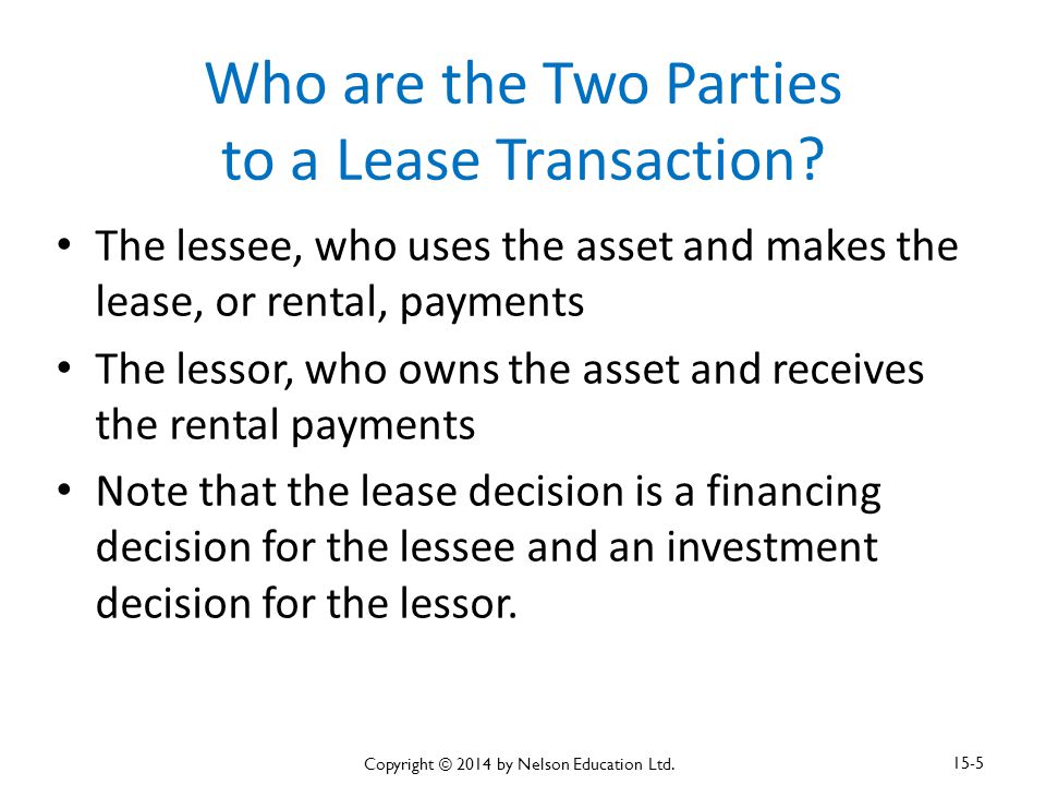 Who are the Two Parties to a Lease Transaction.