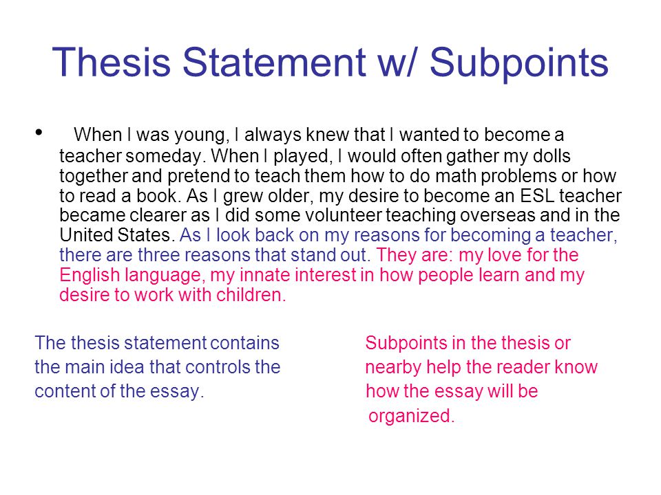 Teaching thesis statements to esl students
