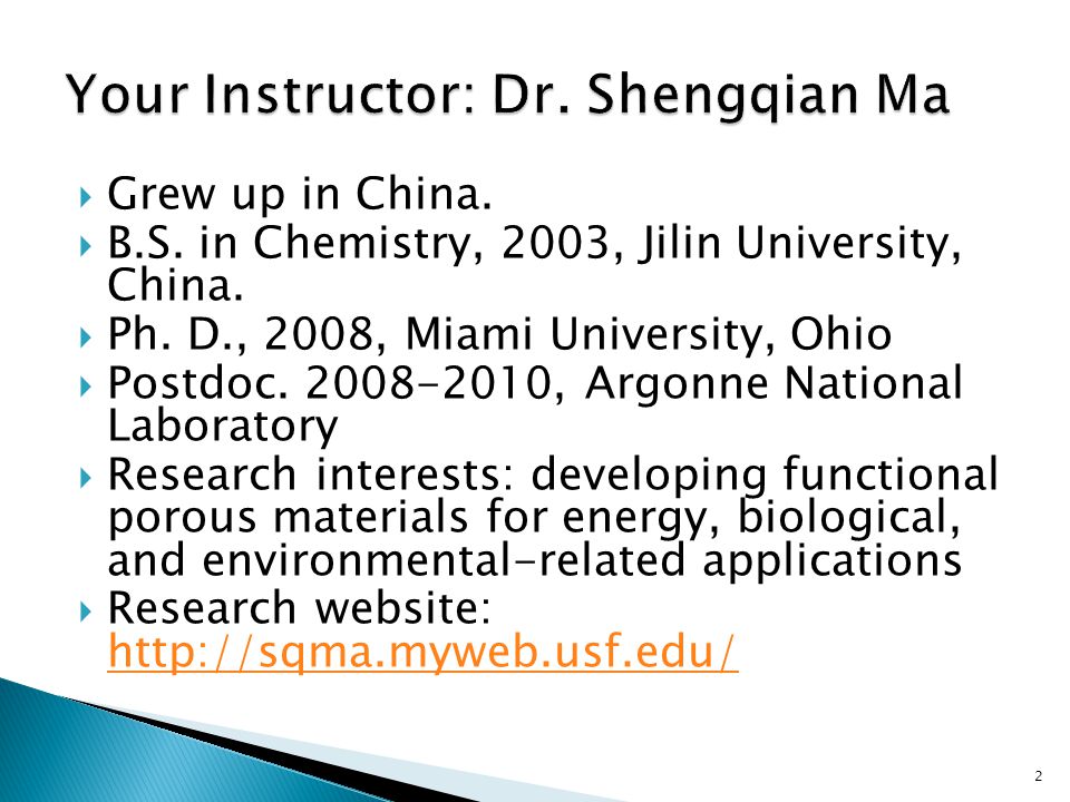 Dr. Shengqian Ma 1