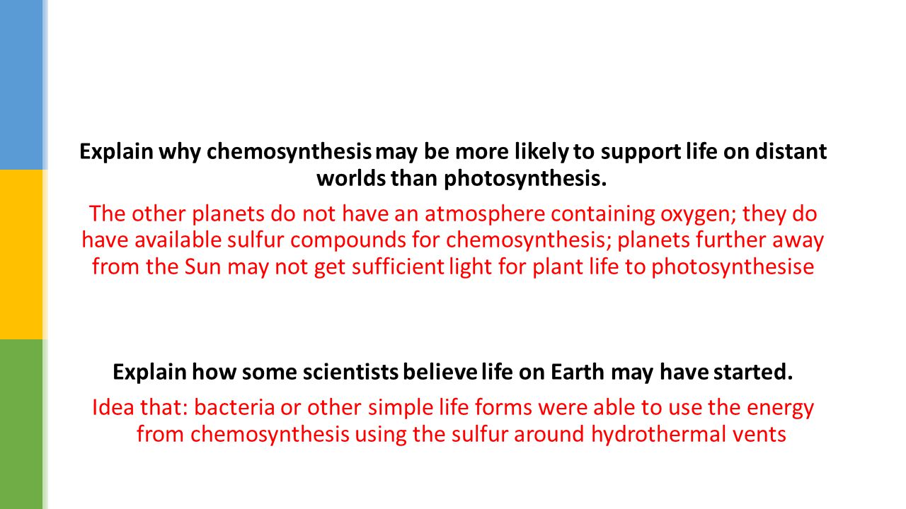 Chemosynthesis on other planets