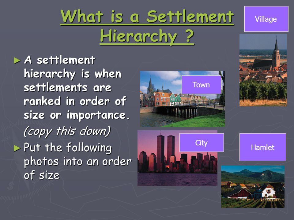 What is a Settlement Hierarchy .