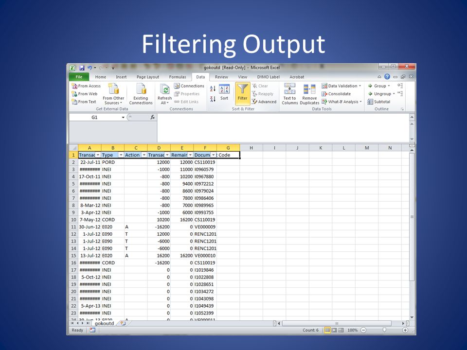 Filtering Output