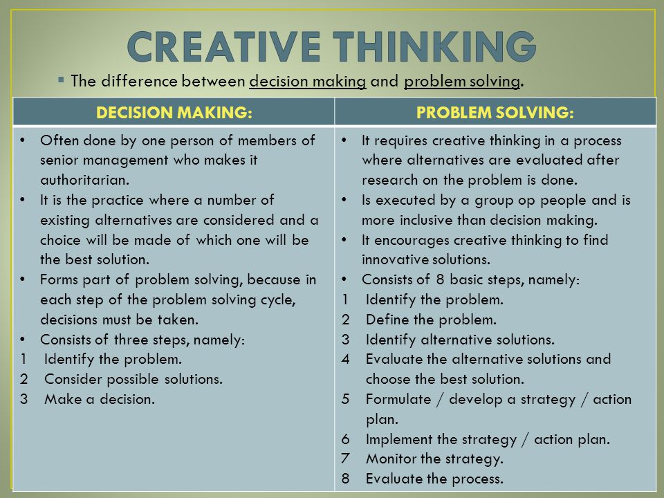 problem solving decision making techniques essay Individual strengths and problem solving techniques individual strengths and problem solving techniques essay sample pages: 5 word count: 1,366 rewriting. problem solving decision making techniques essay Individual strengths and problem solving techniques individual strengths and problem solving techniques essay sample pages: 5 word count: 1,366 rewriting.