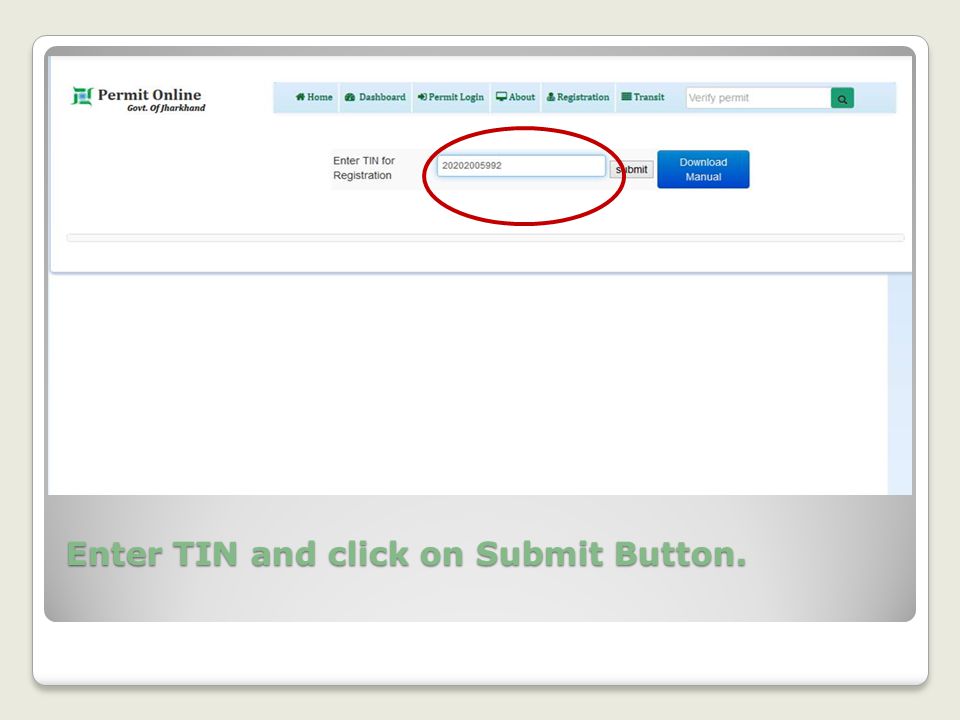 Enter TIN and click on Submit Button.