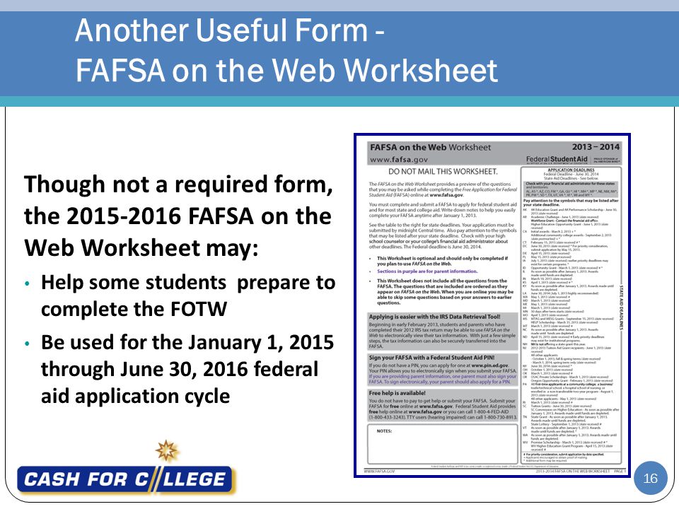 Printables Fafsa On The Web Worksheet applying for financial aid presented by cynthia martinez csu another useful form fafsa on the web worksheet though not a required the