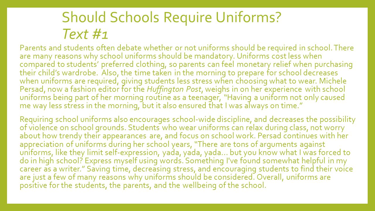 Persuasive essays on not wearing school uniforms