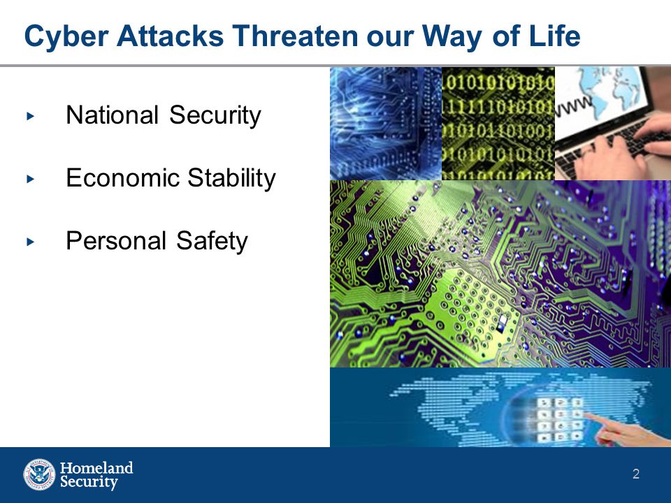 2 ▸ National Security ▸ Economic Stability ▸ Personal Safety Cyber Attacks Threaten our Way of Life