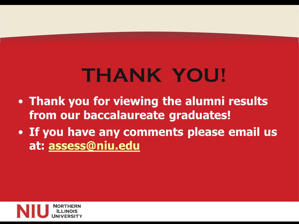 THANK YOU. Thank you for viewing the alumni results from our baccalaureate graduates.