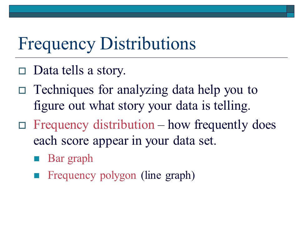 Frequency Distributions  Data tells a story.