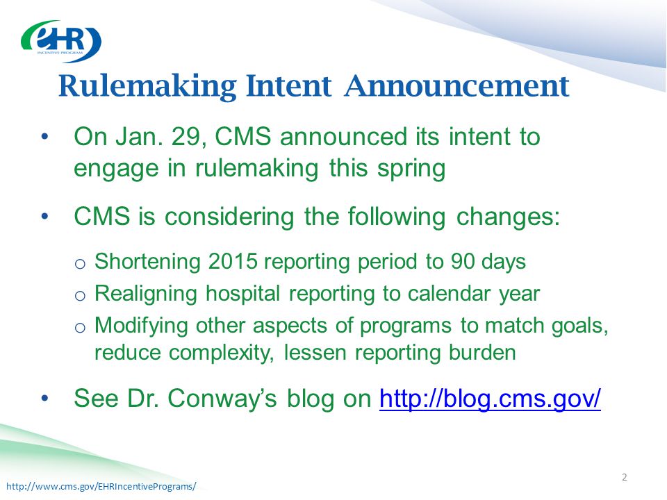 Rulemaking Intent Announcement On Jan.