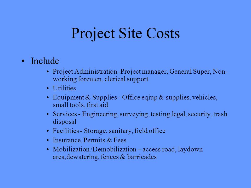 Project home site costs Project home site costs