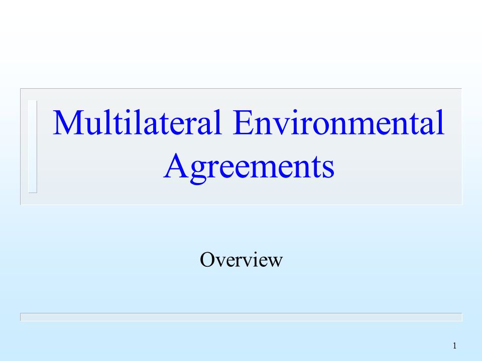 1 Multilateral Environmental Agreements Overview