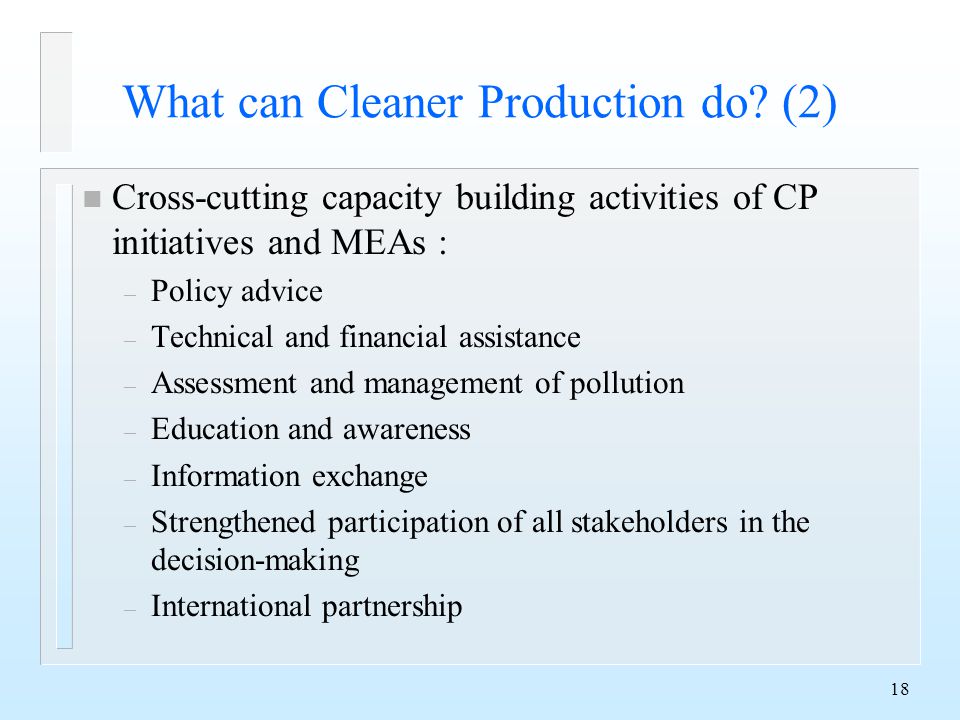 18 What can Cleaner Production do.