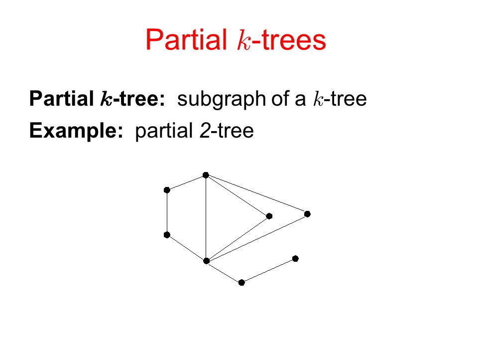 Partial  -trees Partial  -tree: subgraph of a  -tree Example: partial 2-tree