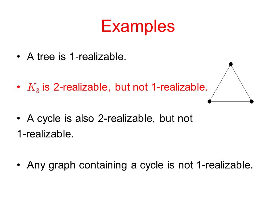 Examples A tree is 1 - realizable.   is 2-realizable, but not 1-realizable.