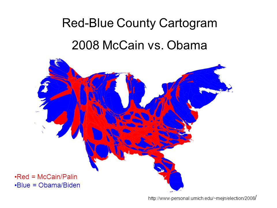 Red-Blue County Cartogram 2008 McCain vs.