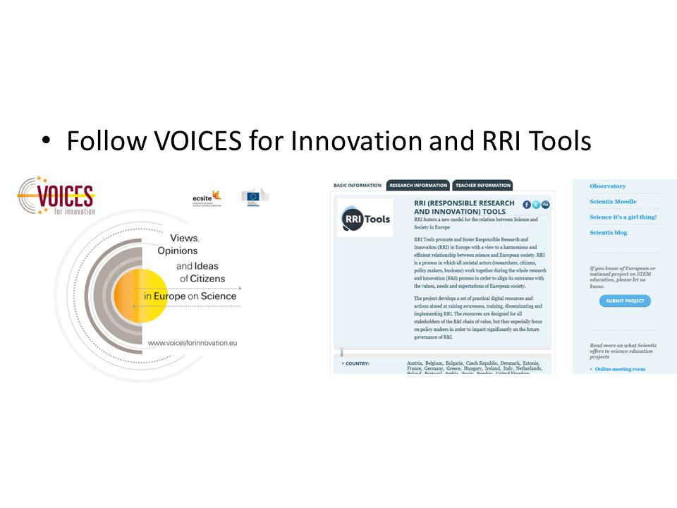 Follow VOICES for Innovation and RRI Tools