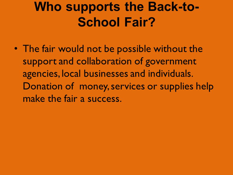 Who supports the Back-to- School Fair.