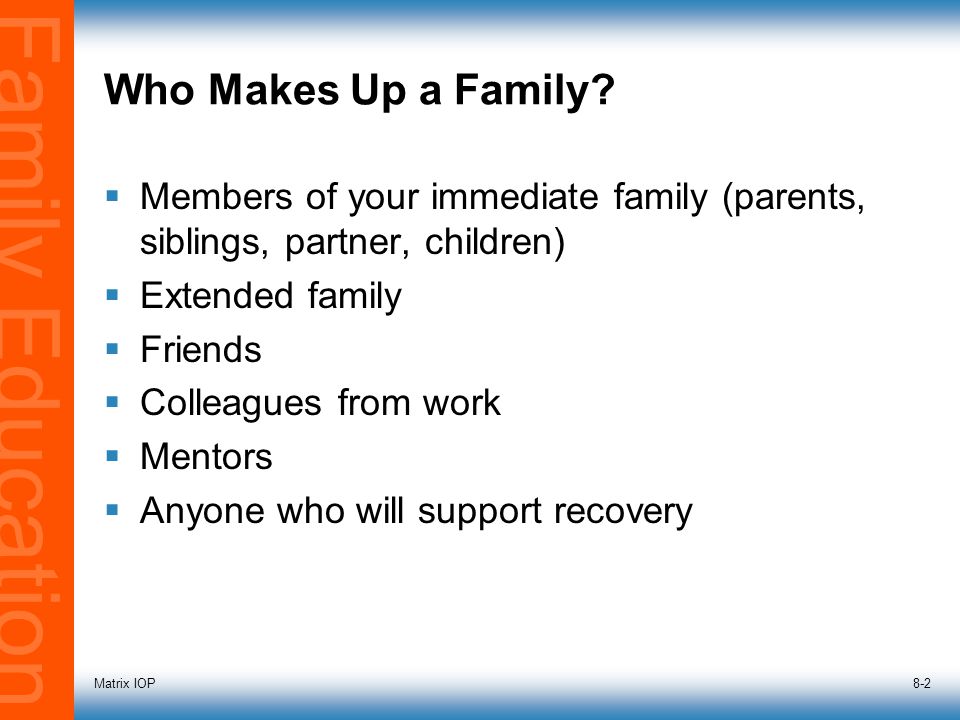 Family Education Matrix IOP8-2 Who Makes Up a Family.