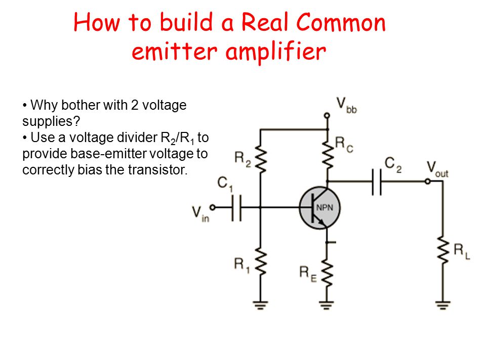 How to build a Real Common emitter amplifier Why bother with 2 voltage supplies.