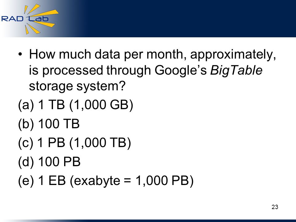 How much data per month, approximately, is processed through Google’s BigTable storage system.