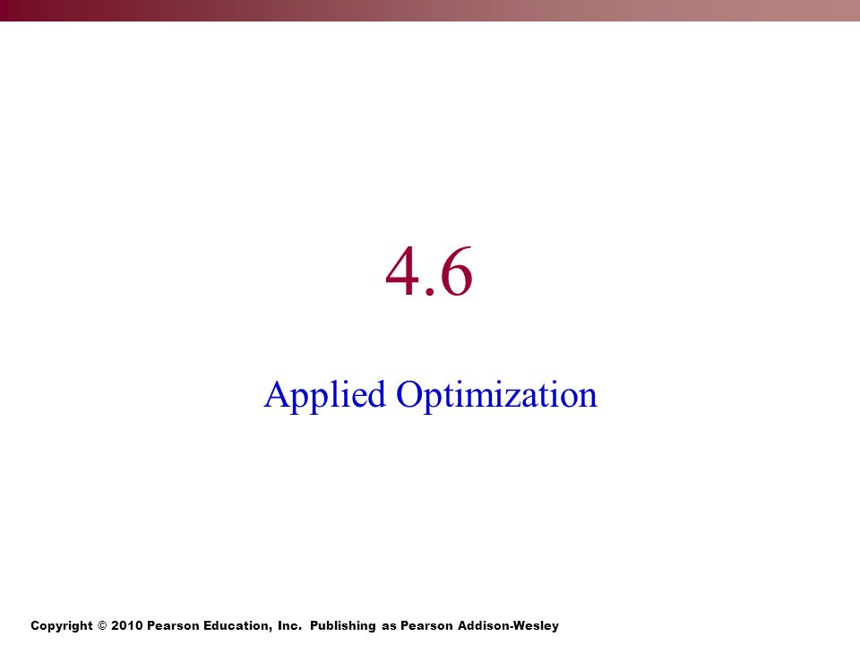 4.6 Applied Optimization