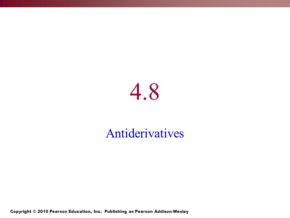 4.8 Antiderivatives
