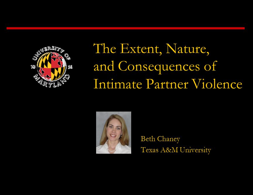 The Extent, Nature, and Consequences of Intimate Partner Violence Beth Chaney Texas A&M University