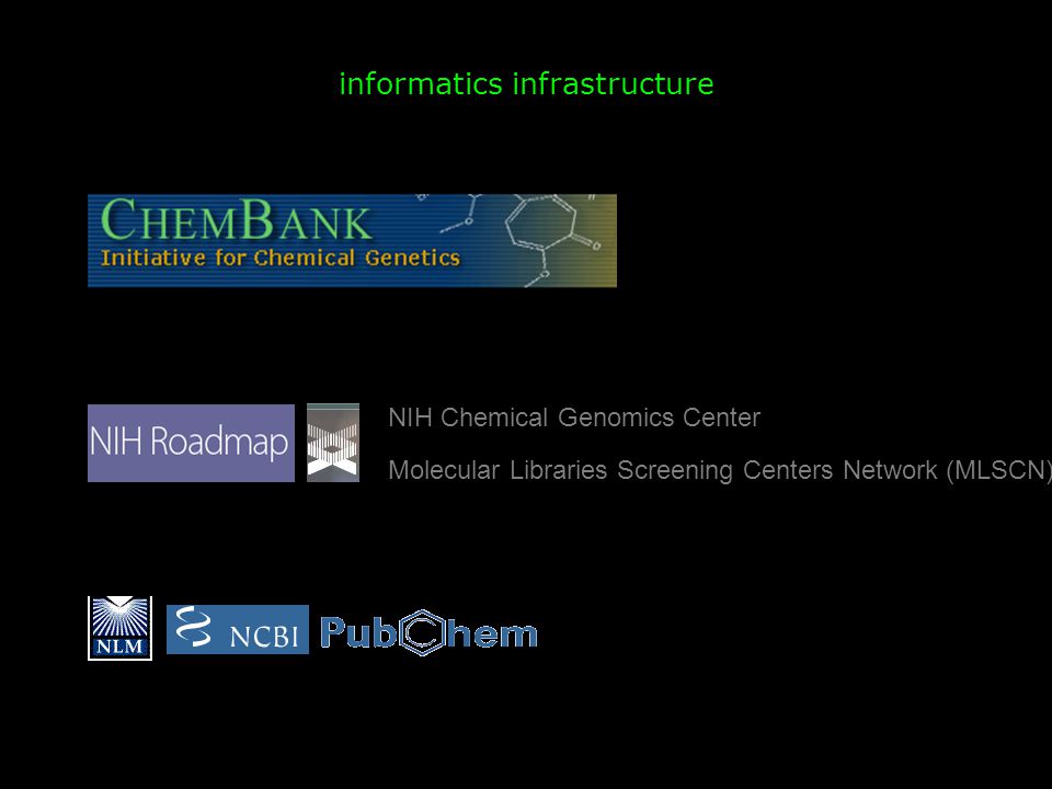 informatics infrastructure NIH Chemical Genomics Center Molecular Libraries Screening Centers Network (MLSCN)