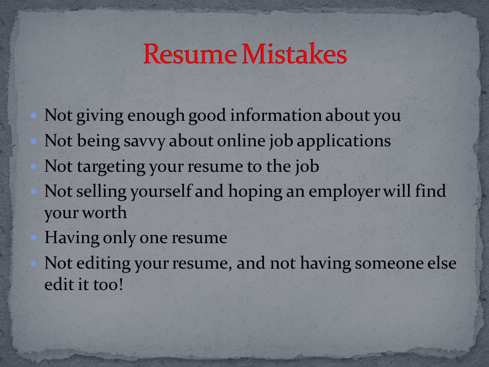 selling yourself on a resumes