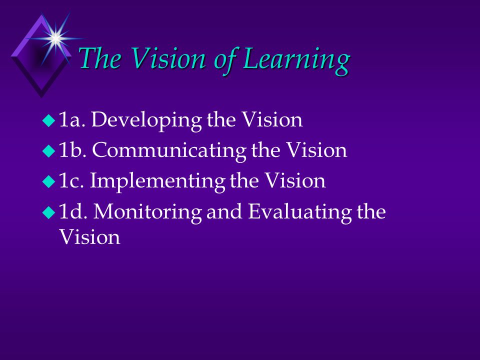 The Vision of Learning u 1a. Developing the Vision u 1b.