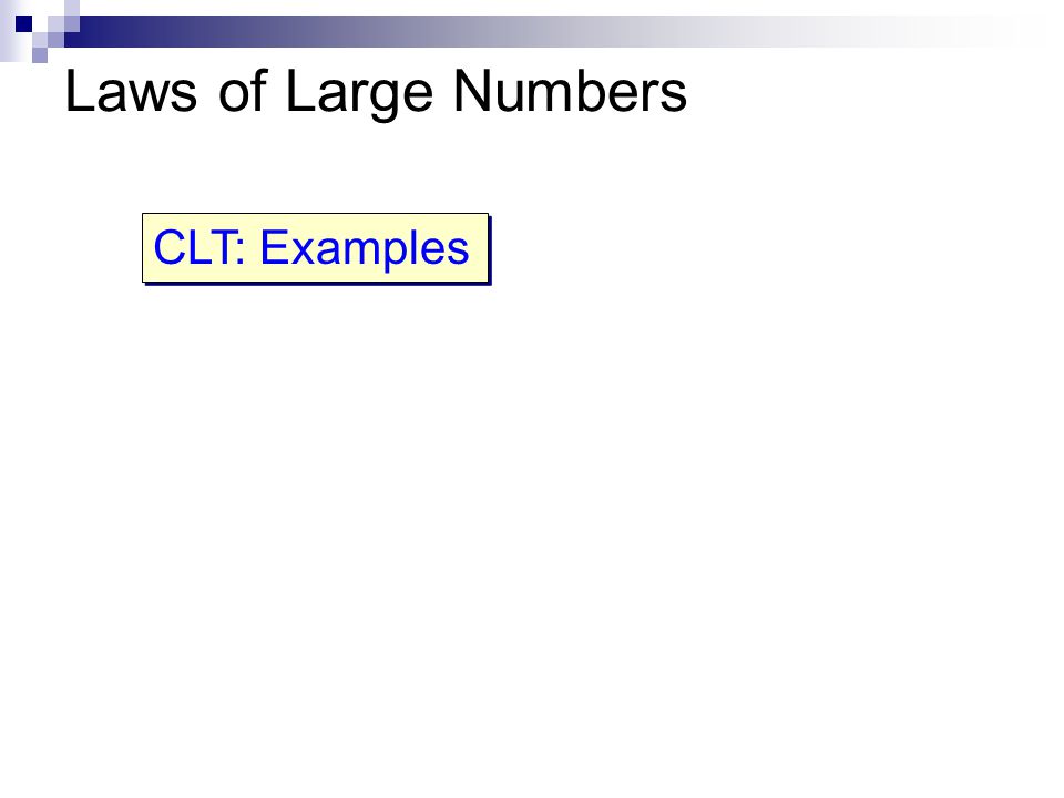 Laws of Large Numbers CLT: Examples