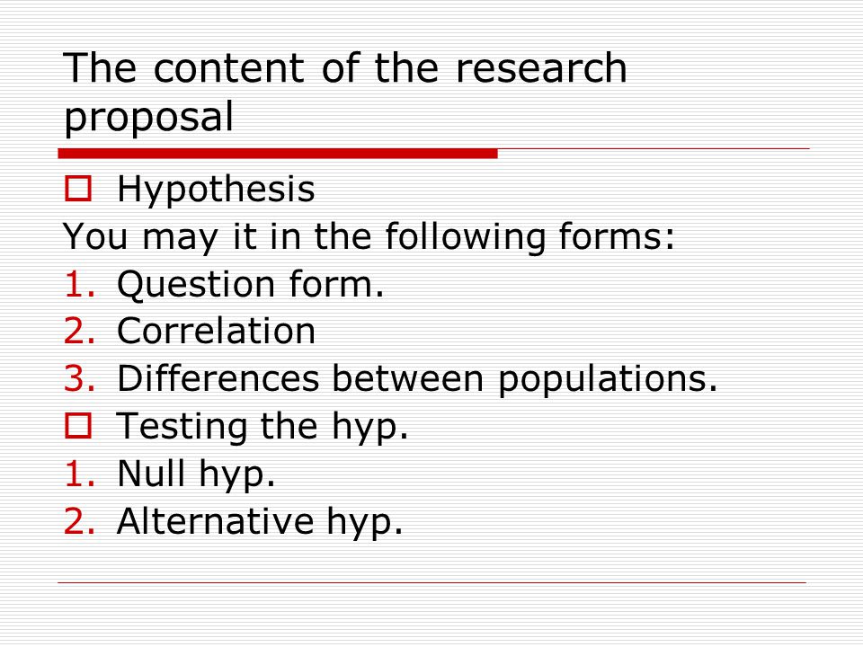 Research Proposal Contents