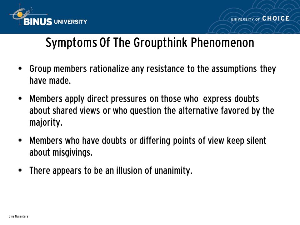a description of groupthink and its eight symptoms a description of groupthink and its eight symptoms