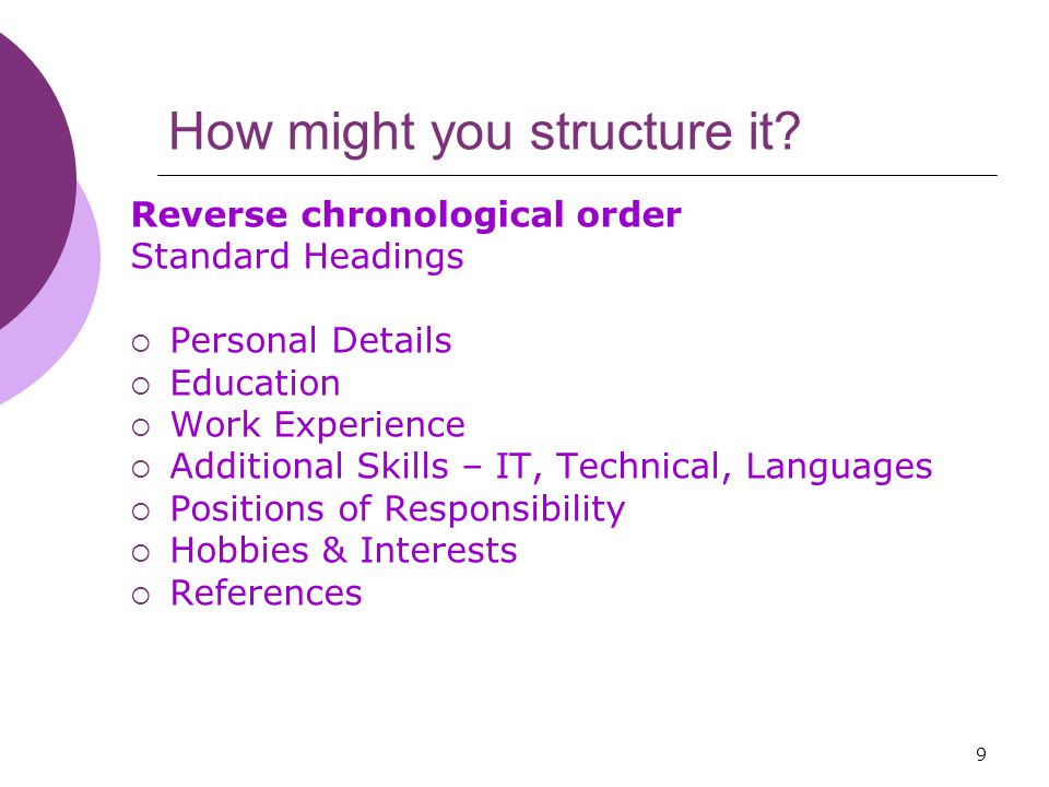 9 How might you structure it.
