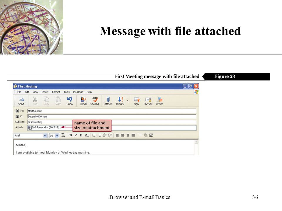 XP Browser and  Basics36 Message with file attached
