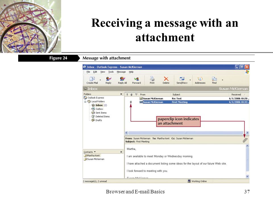 XP Browser and  Basics37 Receiving a message with an attachment
