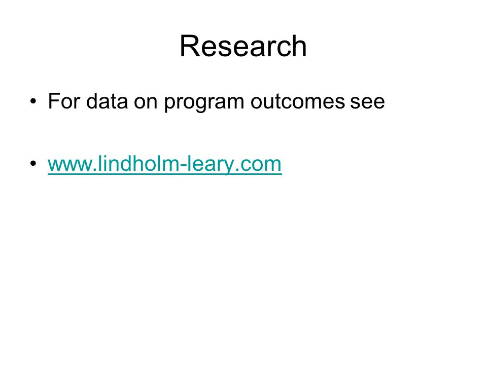 Research For data on program outcomes see