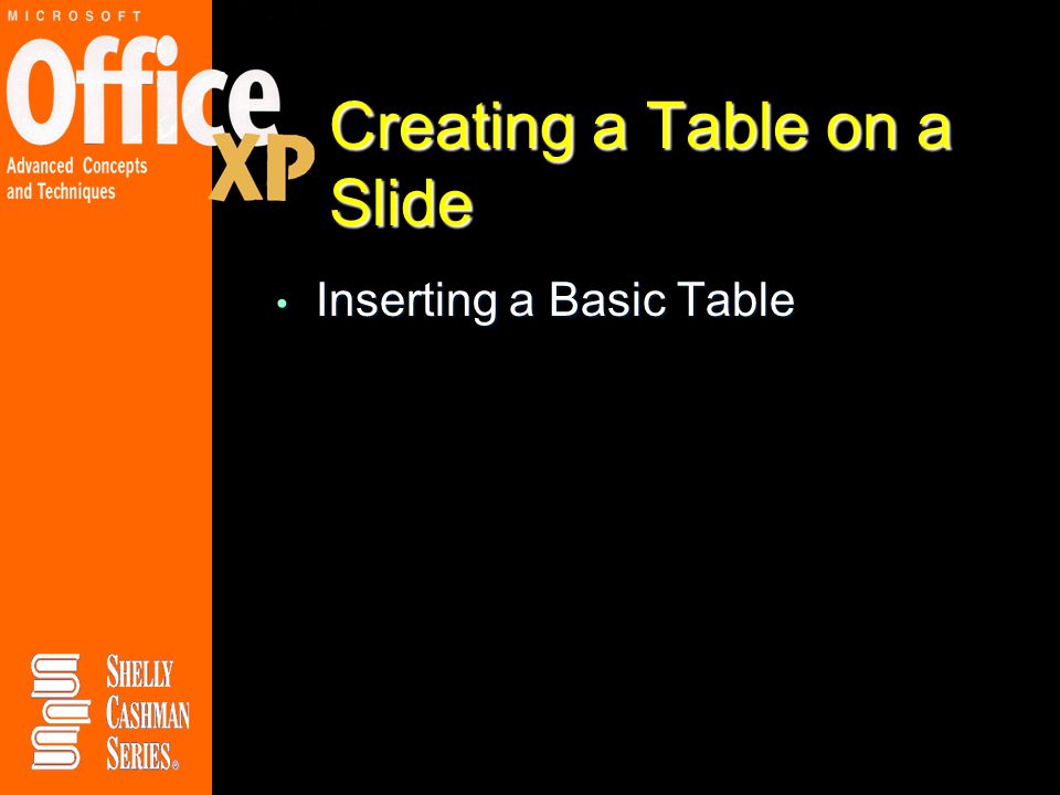 Creating a Table on a Slide Inserting a Basic Table Inserting a Basic Table
