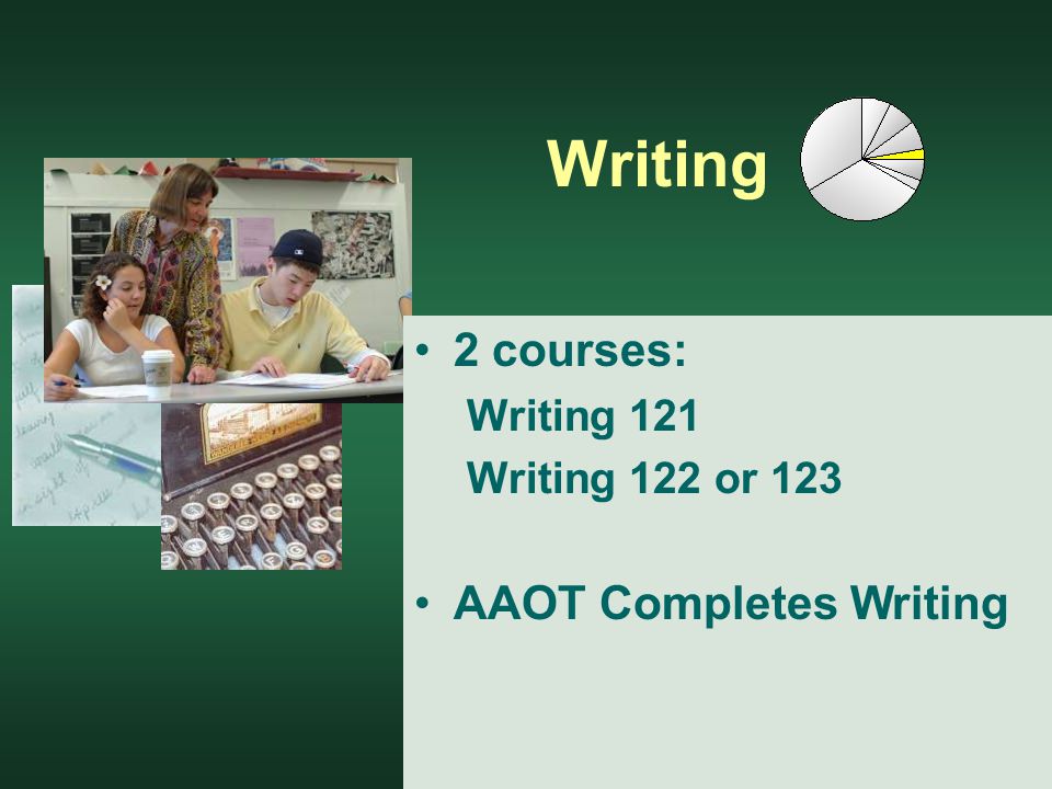 Writing 2 courses: Writing 121 Writing 122 or 123 AAOT Completes Writing
