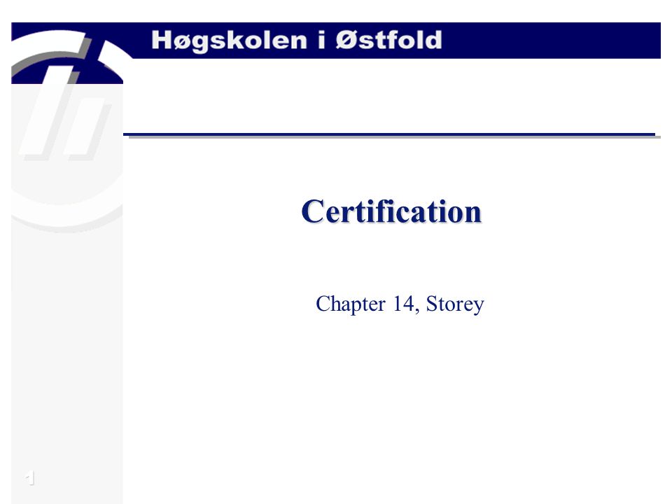 1 Certification Chapter 14, Storey