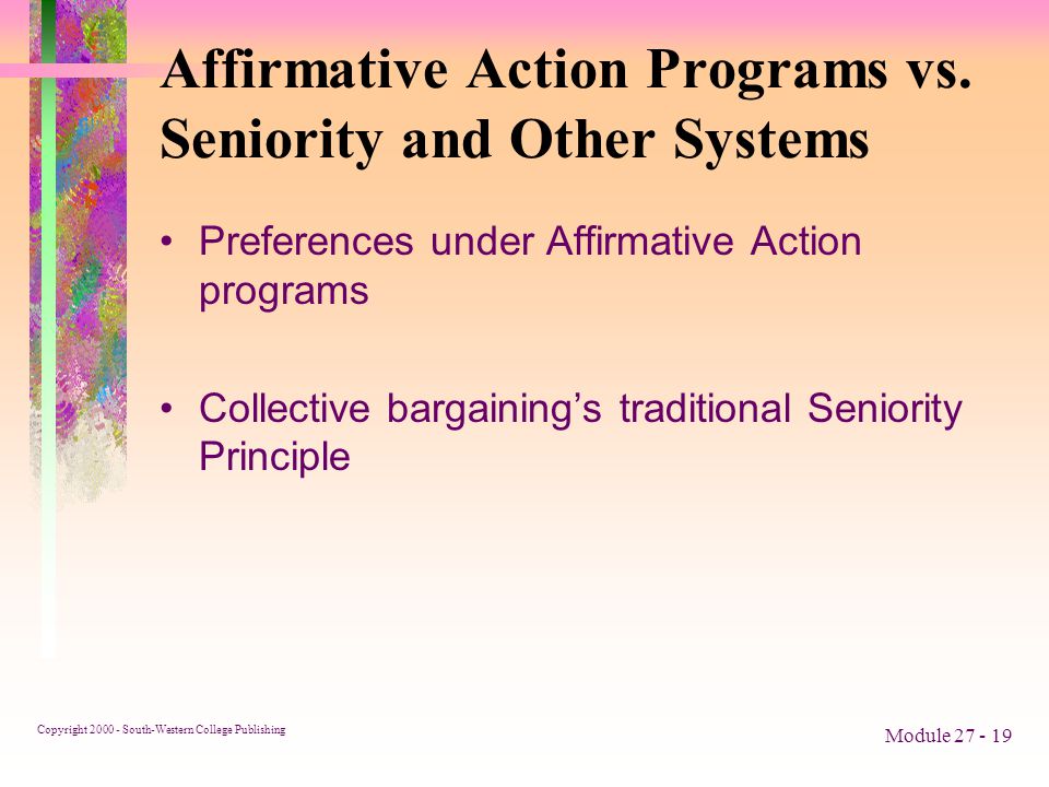 Copyright South-Western College Publishing Module Affirmative Action Programs vs.