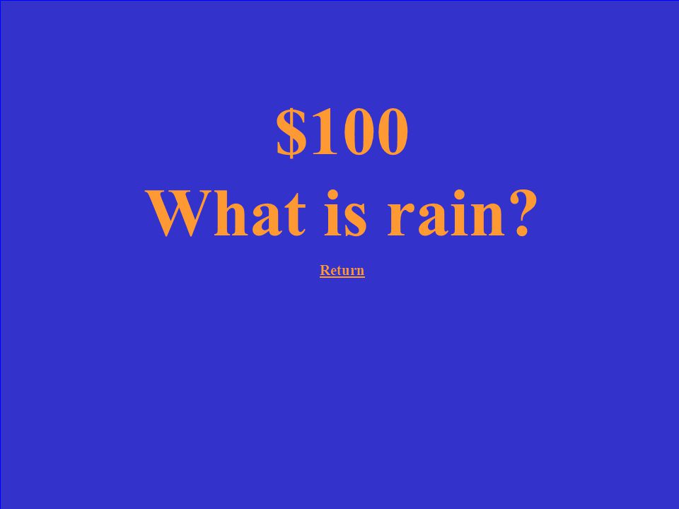$100 Most common form of precipitation in temperate areas.
