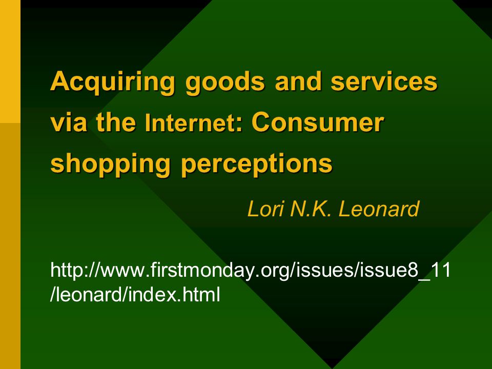 Acquiring goods and services via the Internet : Consumer shopping perceptions Acquiring goods and services via the Internet : Consumer shopping perceptions Lori N.K.